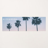 2-in-1熱帯ピンクとブルーパームツリーサンセット名 ヨガマット (裏面(横))