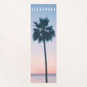 2-in-1熱帯ピンクとブルーパームツリーサンセット名 ヨガマット (正面)