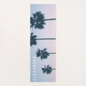 2-in-1熱帯ピンクとブルーパームツリーサンセット名 ヨガマット (裏面)