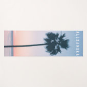 2-in-1熱帯ピンクとブルーパームツリーサンセット名 ヨガマット (正面(横))