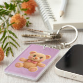 2-in-1 かわいいテディベアとバラの両面デザイン キーホルダー (正面右)