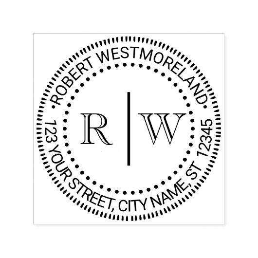 2 Initial Monogram #2 Vertical Spacer Name Address セルフインキングスタンプ (デザイン)