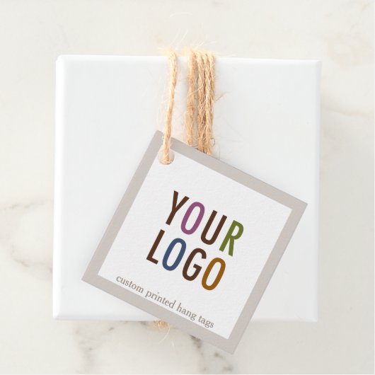 2" Kraft正方形つるラベルと文字列カスタムロゴ フェイバータグ (インサイチュ)