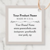 2" Kraft正方形つるラベルと文字列カスタムロゴ フェイバータグ (裏面)