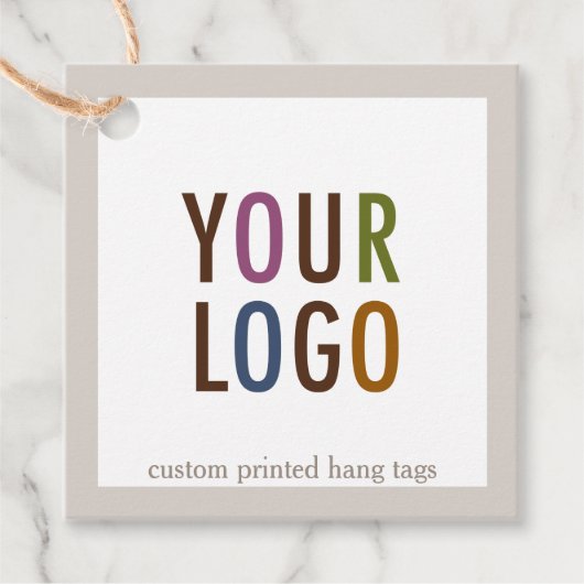 2" Kraft正方形つるラベルと文字列カスタムロゴ フェイバータグ (正面)