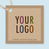 2" Kraft正方形つるラベルと文字列カスタムロゴ フェイバータグ
