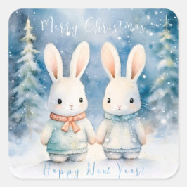 2 lapins de Noël スクエアシール