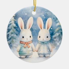 2 lapins de Noël セラミックオーナメント