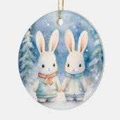 2 lapins de Noël セラミックオーナメント (左)