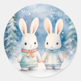 2 lapins de Noël ラウンドシール