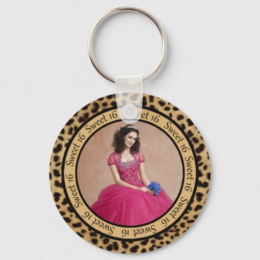 #2 Leopard Print Photo Sweet 16 Keychain キーホルダー (正面)