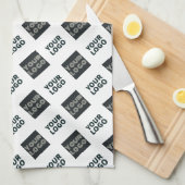 2 Logos, Diagonally Repeating Logos | White キッチンタオル (四つ折り)
