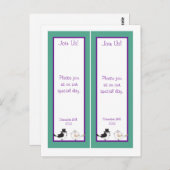 2 Love Birdsティール（緑がかった色）/パープル結婚のブックマーク ポストカード (正面/裏面)