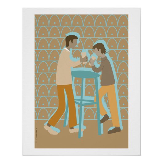 2 mannen bij praattafel ポスター (正面)