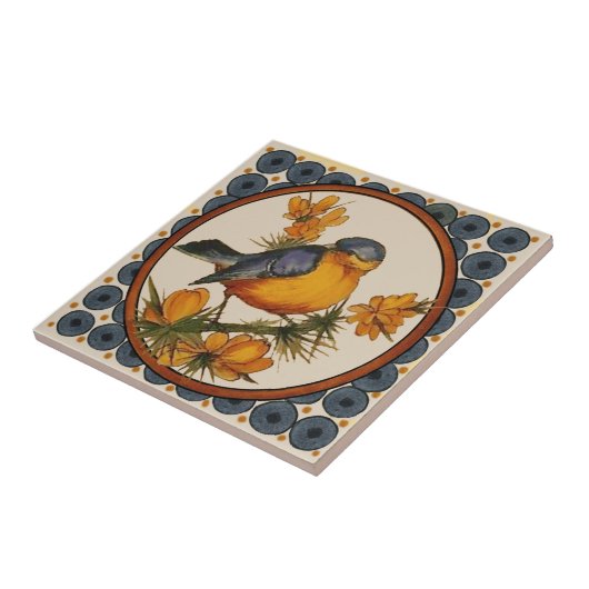 #2 of 5 repro 1890s Doulton Lambeth Hand 絵を描 タイル (側面)