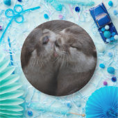 2 Otters Wildlifeキスをする写真 ペーパープレート (パーティー)