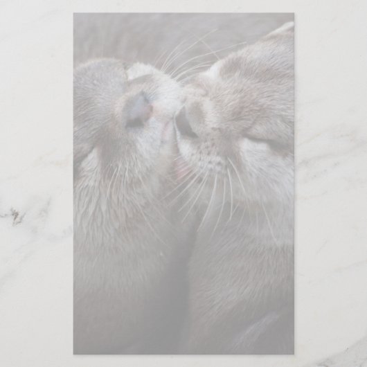 2 Otters Wildlifeキスをする写真 便箋 (正面)