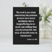 2 Peter 3:9 KJVバイブル聖なる書物、 経典グリーティングカード カード (スタンド正面)
