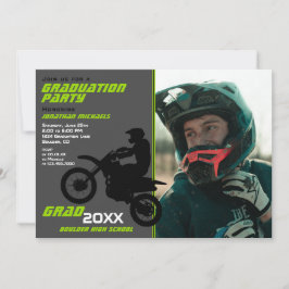 2 PHOTOダートバイクモトクロスグリーングレー卒業 招待状