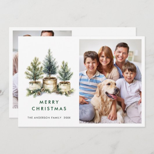 2 PHOTOミニマルなクリスマスツリーの挨拶 シーズンカード (正面/裏面)
