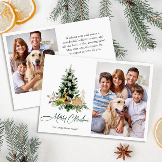 2 PHOTOミニマルなクリスマスツリーの挨拶 シーズンカード