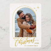 2 PHOTO単に輝くエレガントクリスマス金ゴールド 箔シーズンカード (正面)