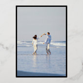 2 photo日付のゴールデンフレーミニマルムを保存 箔招待状 (裏面)