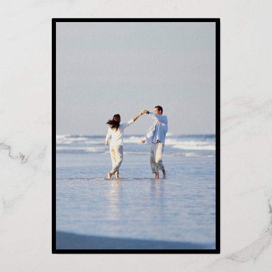 2 photo日付のゴールデンフレーミニマルムを保存 箔招待状 (裏面)