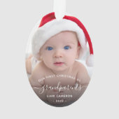 2-Photo祖父母初めてのクリスマス白いスクリプト オーナメント (裏面)