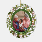 2-Photo私たちの最初のクリスマスとして祖父母リース セラミックオーナメント (左)