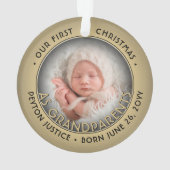 2 Photo 1st Christmas as祖父母ブラック&金ゴールド オーナメント (裏面)