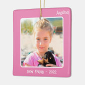 2-Photo 2辺ピンクの特殊なイベントまたはマイルストーン セラミックオーナメント (左)