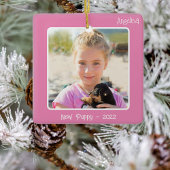 2-Photo 2辺ピンクの特殊なイベントまたはマイルストーン セラミックオーナメント