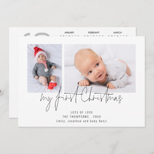 2 Photo 2026カレンダーベビー初めてのクリスマス シーズンカード (正面/裏面)