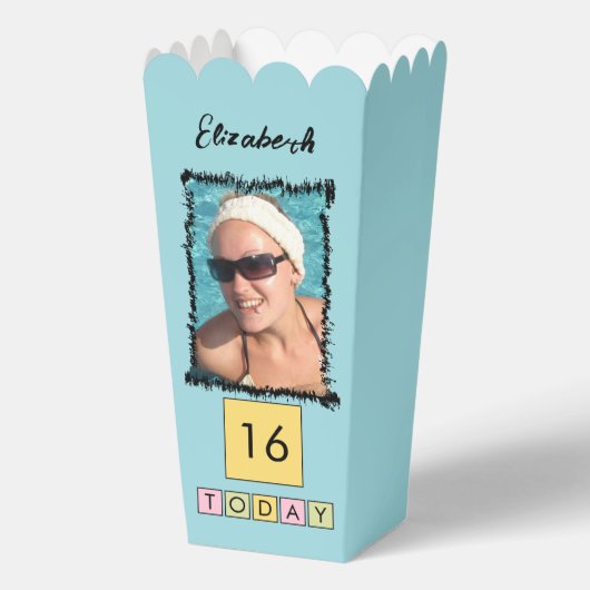 2 photo add name 16th *任意の年齢パープルポップコーン フェイバーボックス (正面)