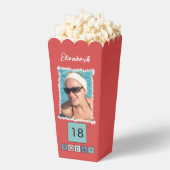 2 photo add name 18th *任意の年齢パープルポップコーン フェイバーボックス (はじけた状態)