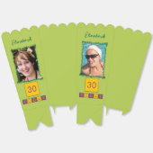 2 photo add name 30th *任意の年齢の緑ポップコーン フェイバーボックス (見開き)