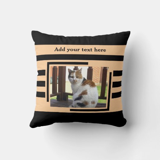 2 photo add text black peach クッション (裏面)