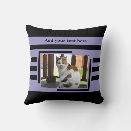 2 photo add text black purple クッション (裏面)