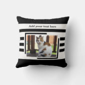 2 photo add text black white クッション (裏面)