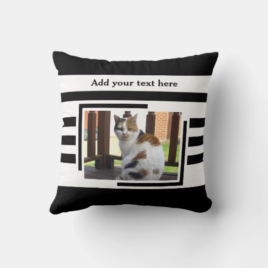 2 photo add text black white クッション (裏面)