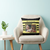 2 photo add text black yellow クッション (椅子)