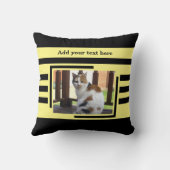 2 photo add text black yellow クッション (裏面)