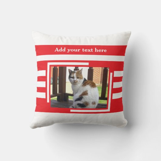 2 photo add text white red クッション (裏面)