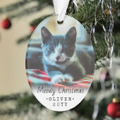 2 Photo Any文字ムワイクリスマスキャット白黒 オーナメント