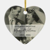 2 Photo Any Anniversary Year Christmas 結婚's セラミックオーナメント (正面)