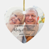 2 Photo Any Anniversary Year Christmas 結婚's セラミックオーナメント (裏面)