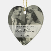 2 Photo Any Anniversary Year Christmas 結婚's セラミックオーナメント (左)
