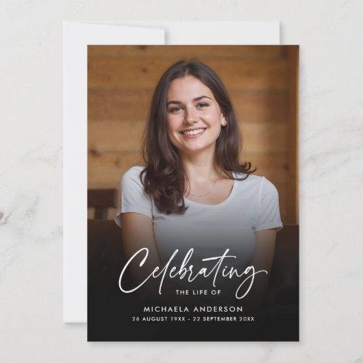 2-Photo Celebration of Life/Funeral/Memorial 招待状 (裏面)