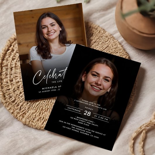 2-Photo Celebration of Life/Funeral/Memorial 招待状